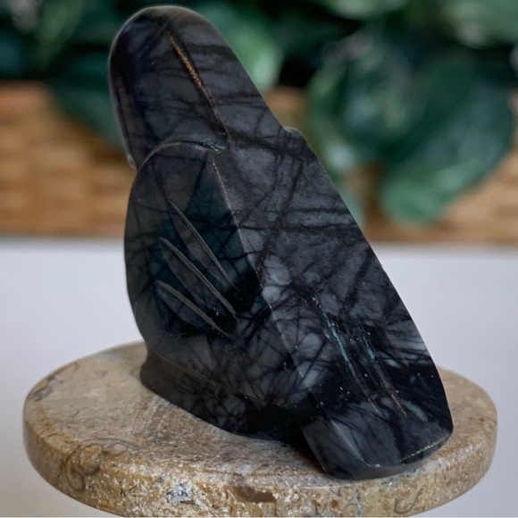 Zuni Crow Raven Fetish Clayton Panteah & Abby Quam Jasper Turquoise Heart Line - Picture 10 of 16